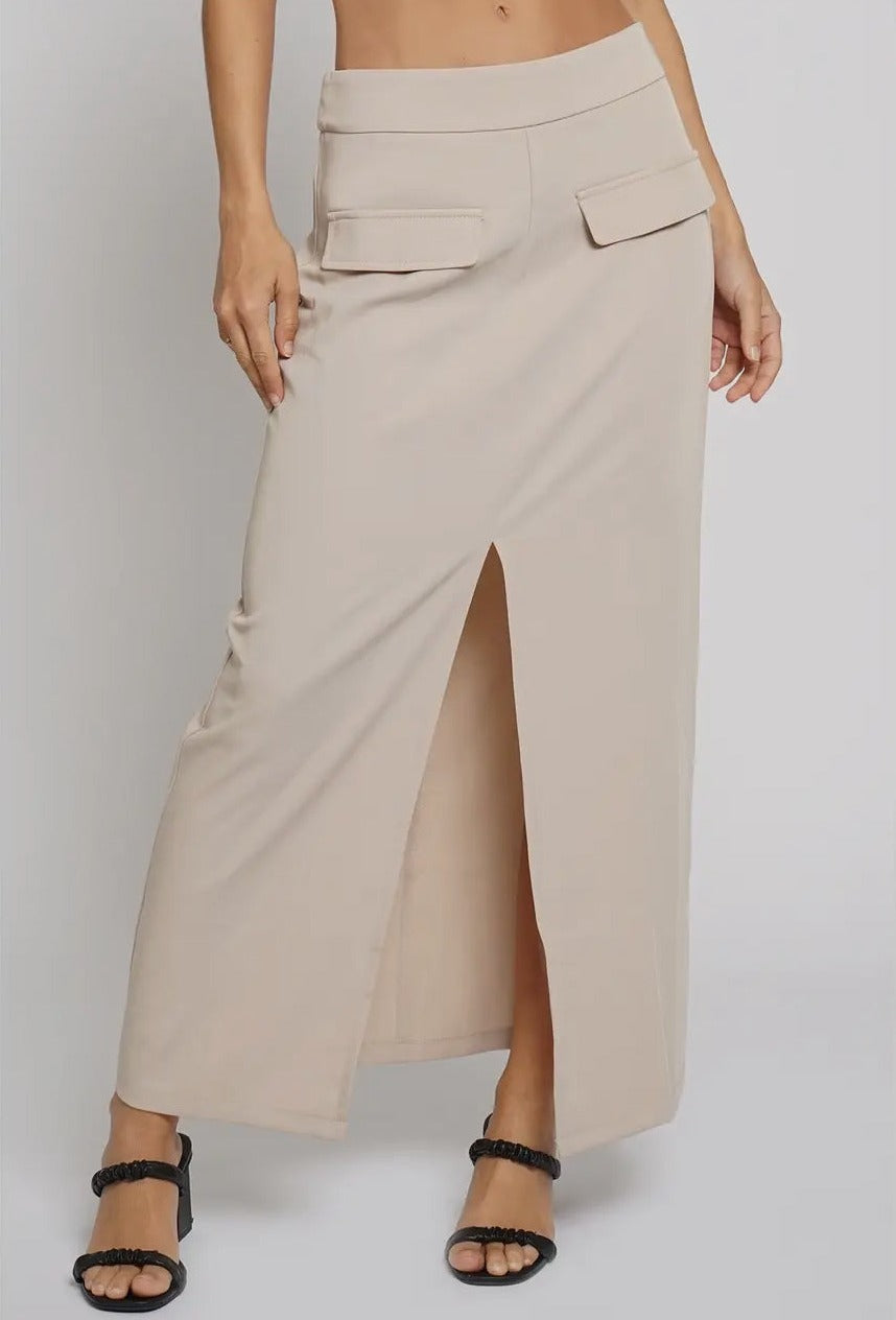 Flap Pocket Maxi Skirt