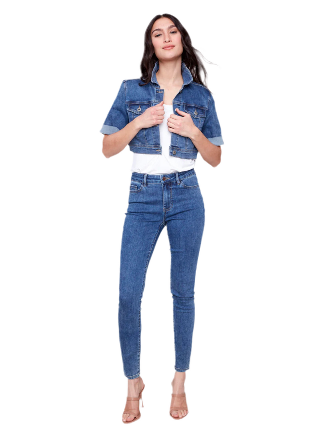 Cropped Denim Jacket - Medium Blue