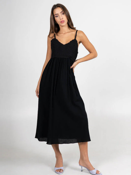 CROCHET FRONT MIDI DRESS