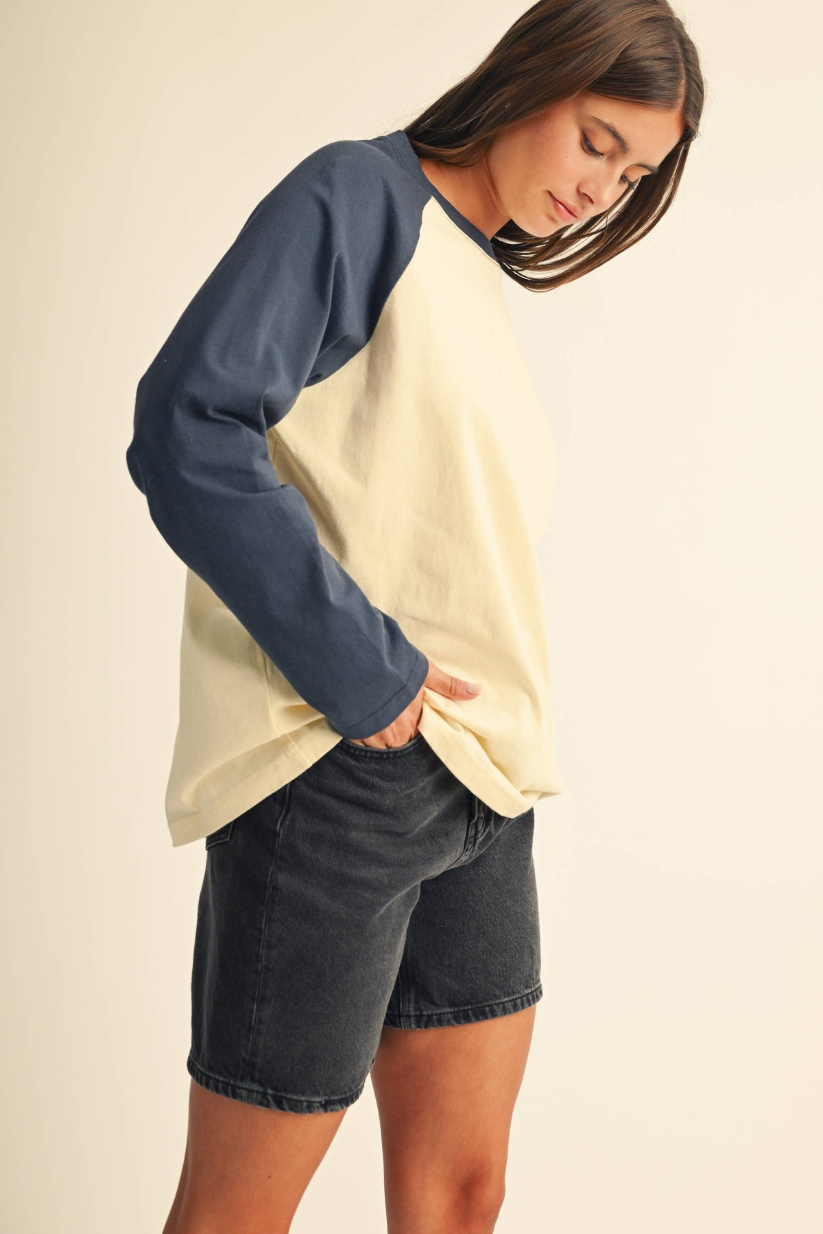 Raglan Blue Sleeve Baseball Tee