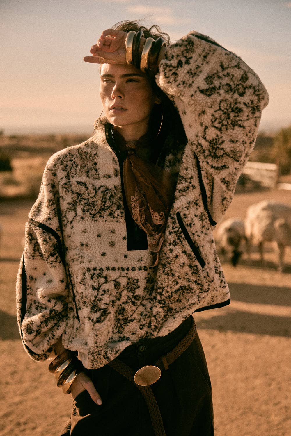 Paisley Sherpa Fleece Half Zip  Jacket
