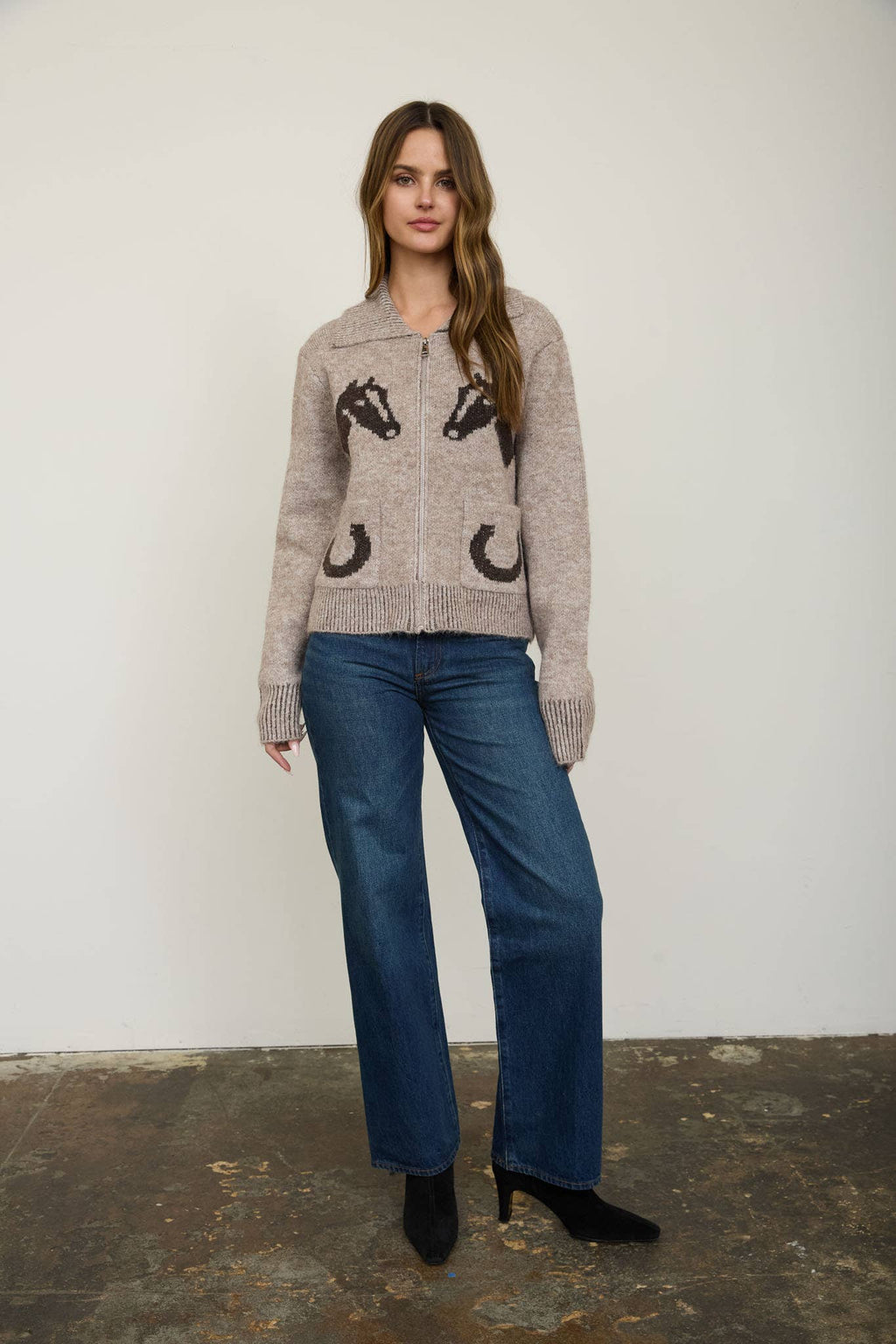 Western zip up cardigan