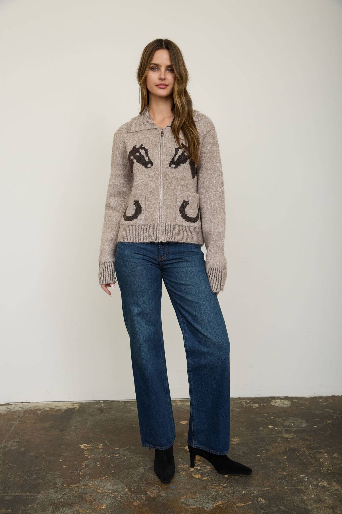 Western zip up cardigan