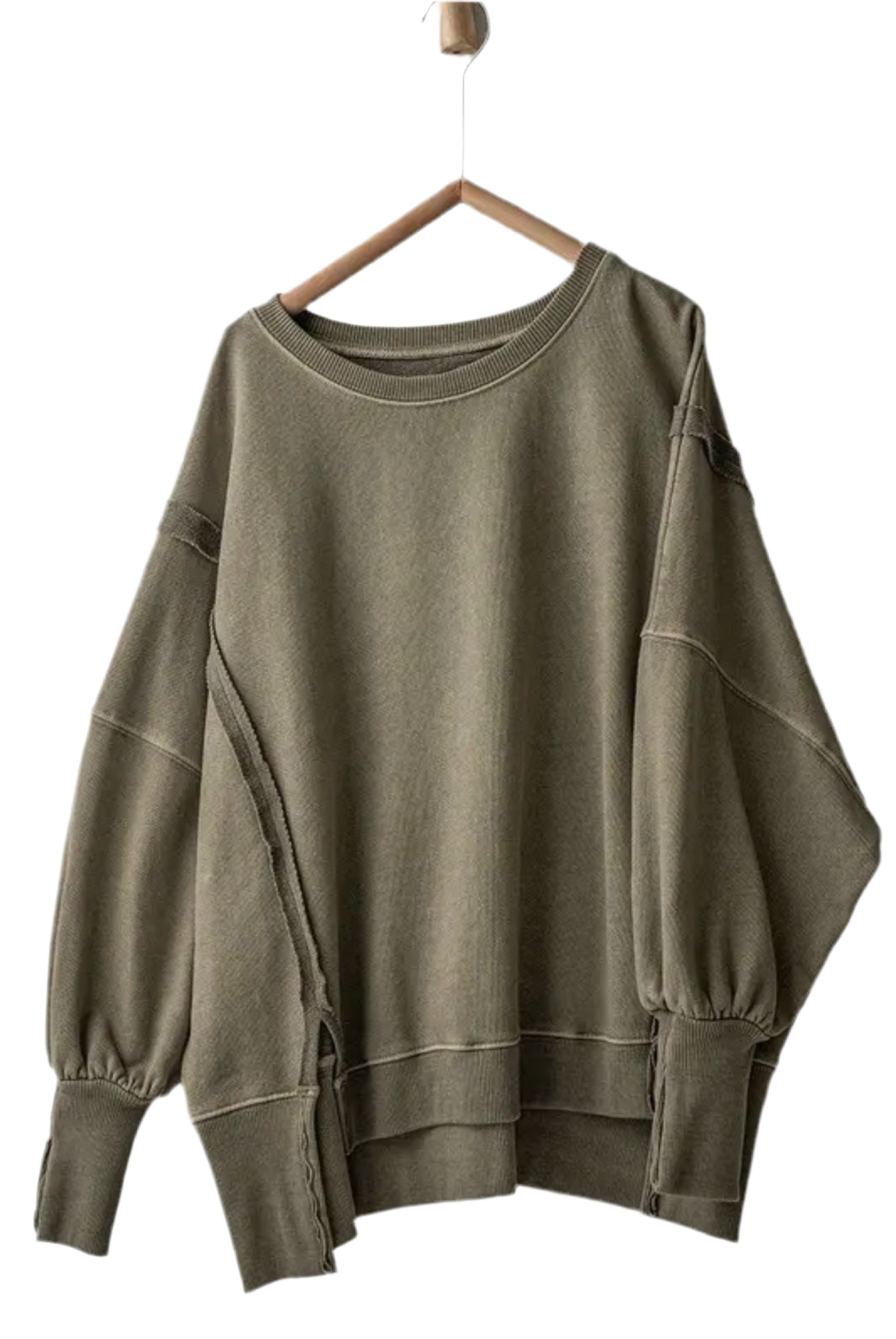 Organic washed crewneck oversized sweatshirt