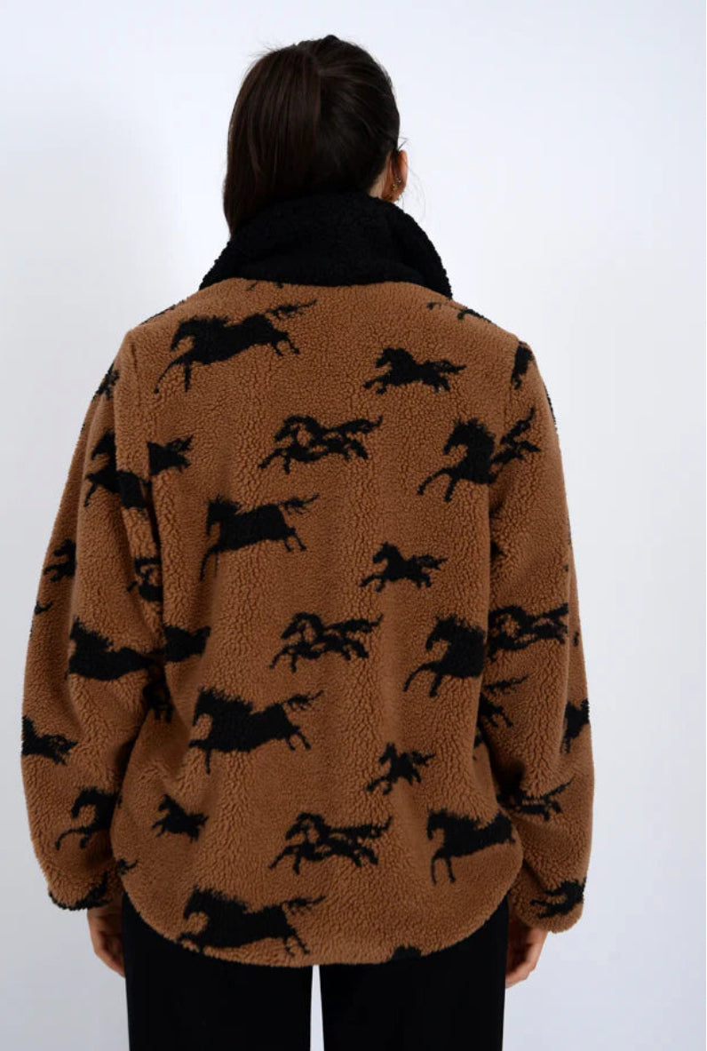 Rd Style Joline Horse Print Sherpa Jacket