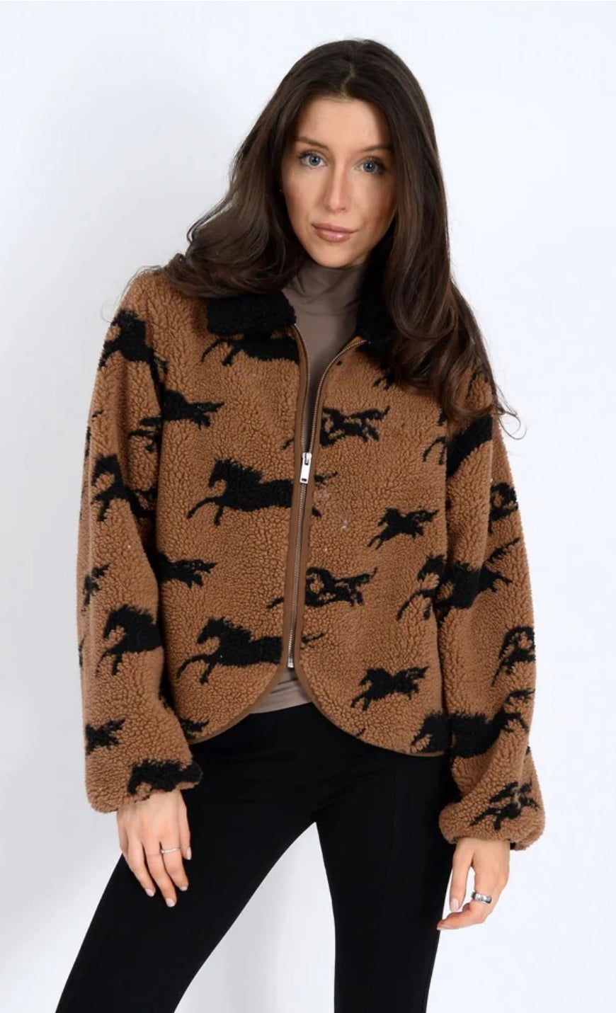 Rd Style Joline Horse Print Sherpa Jacket