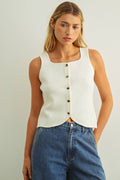 SLEEVELESS KNITTED BUTTON FRONT VEST