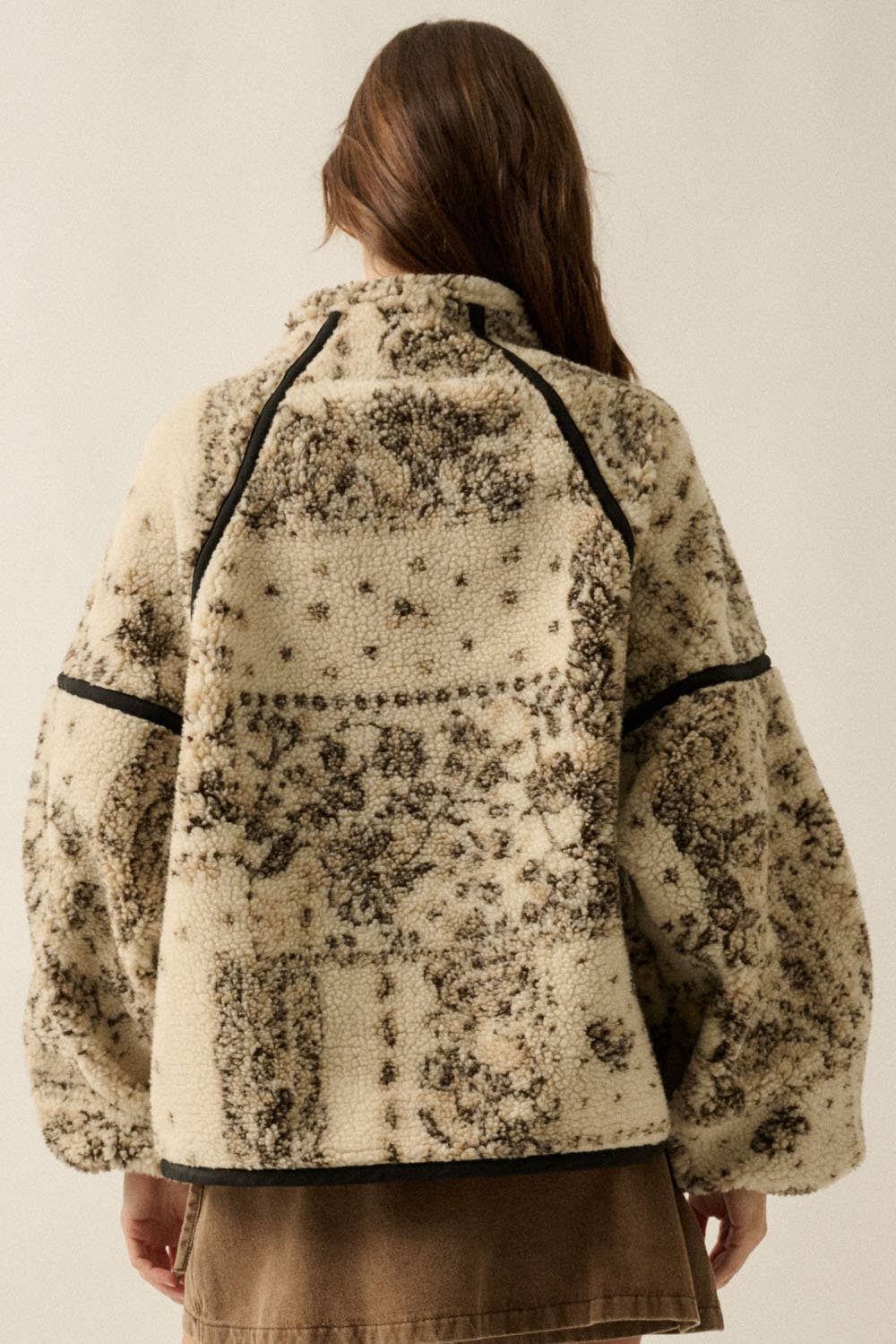 Paisley Sherpa Fleece Half Zip  Jacket