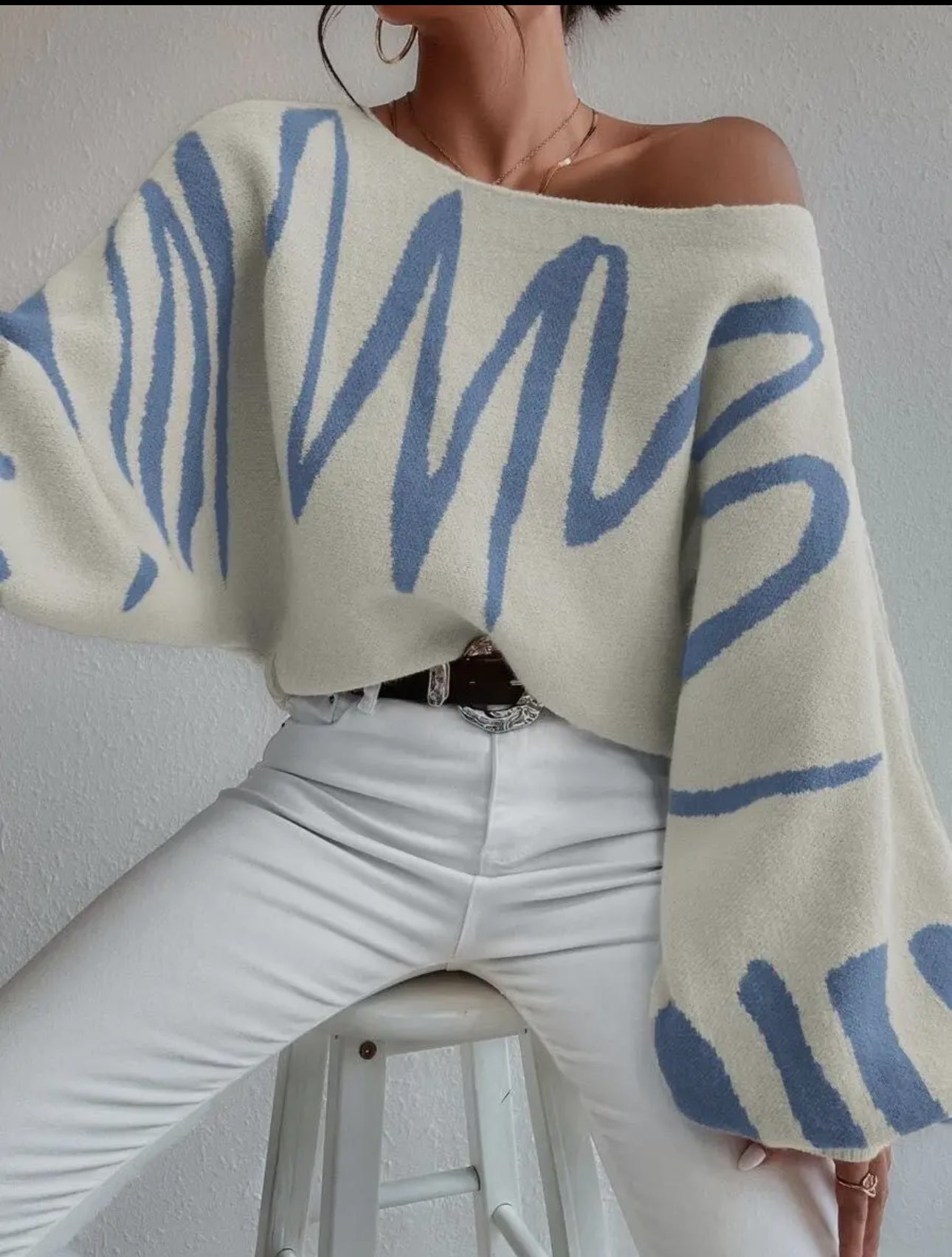 Blue paint spill sweater