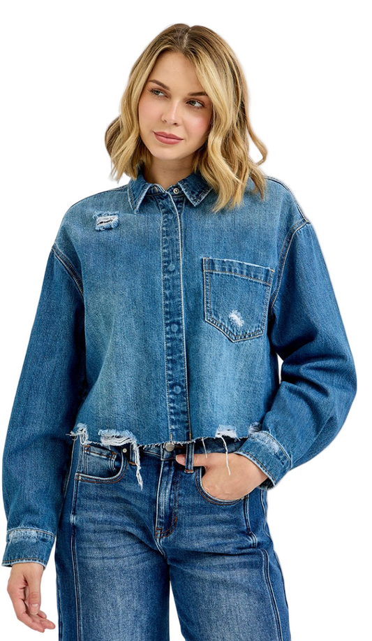 Crop denim shirt