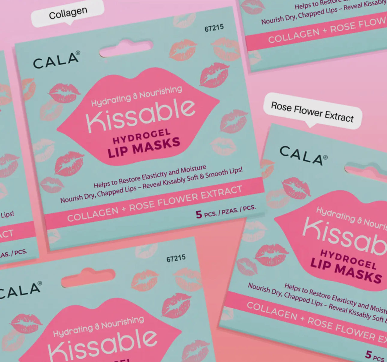 Cala 5 Piece Hydrogel Lip Mask Rose Collagen Hydrating