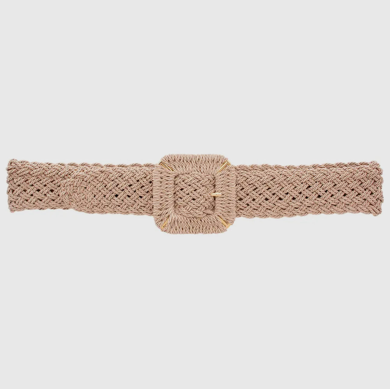 Squared Buckle Straw Belt