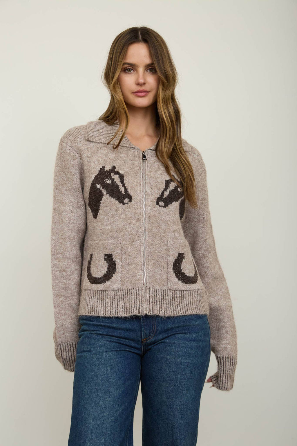 Western zip up cardigan