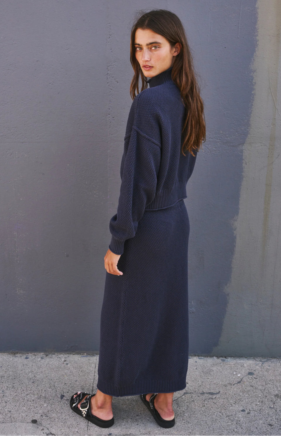 Navy Hailee Sweater Skirt Set