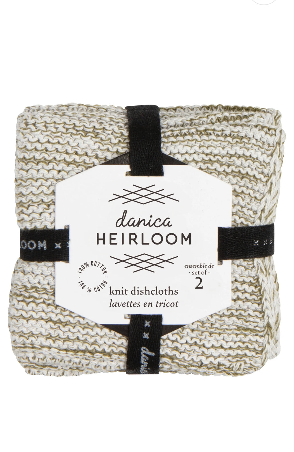 Set/2 knit dishcloth olive