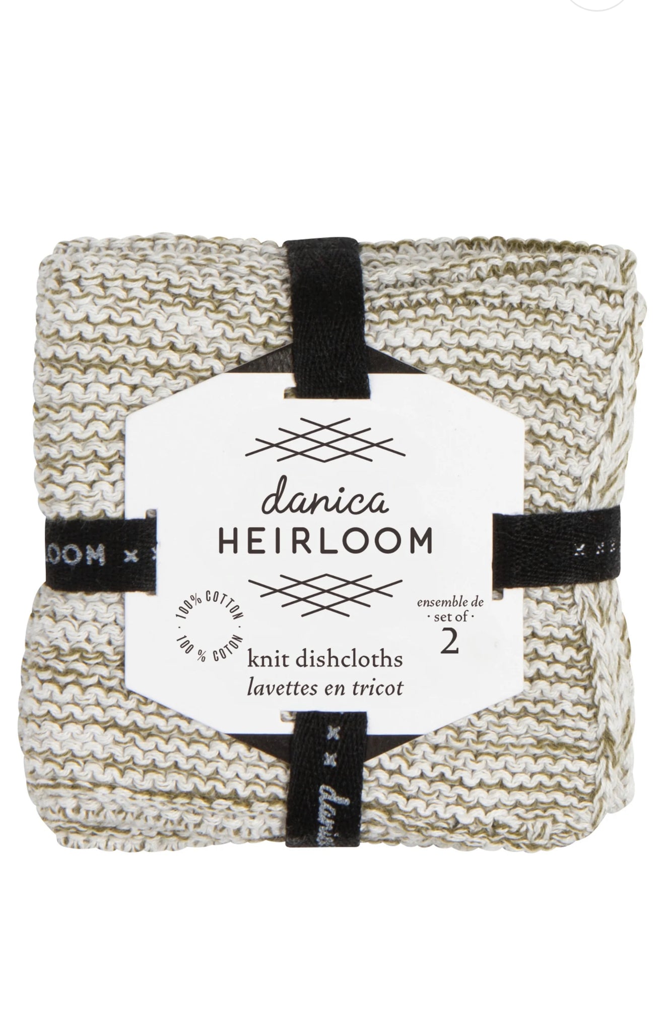 Set/2 knit dishcloth olive