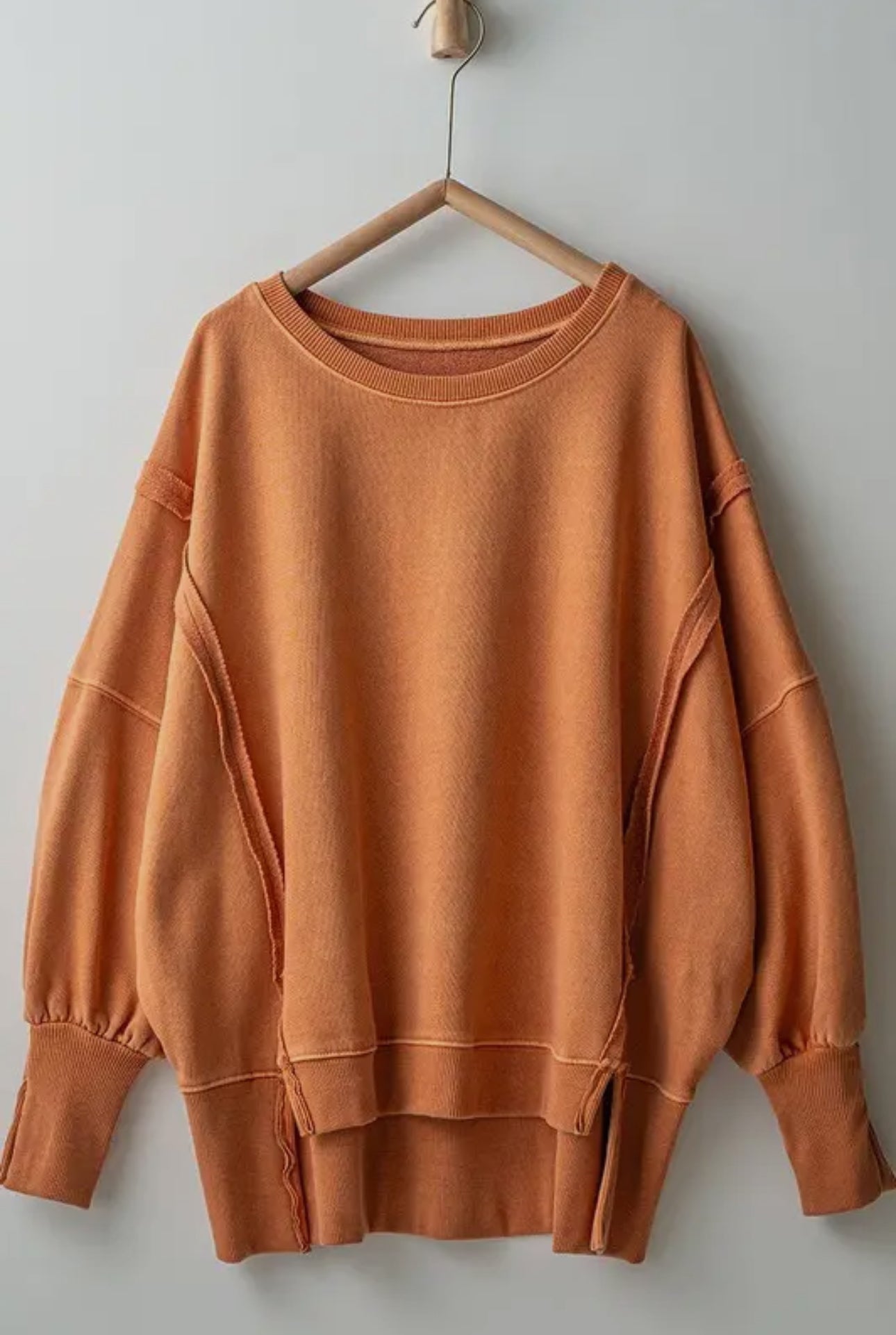 Organic washed crewneck oversized sweatshirt