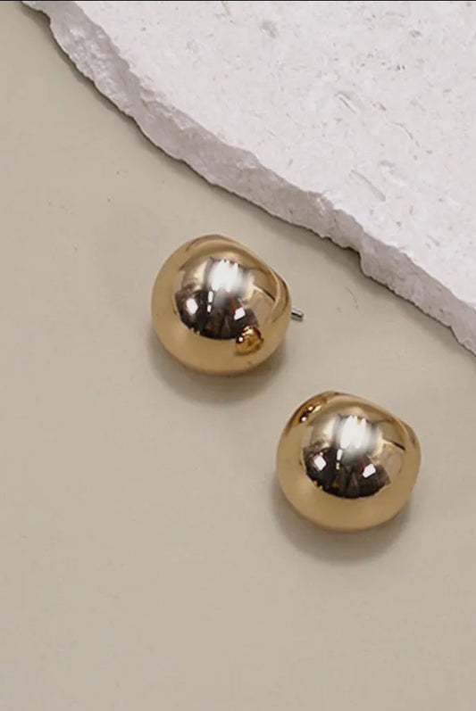 Round Puffed Huggie Hoop Earrings