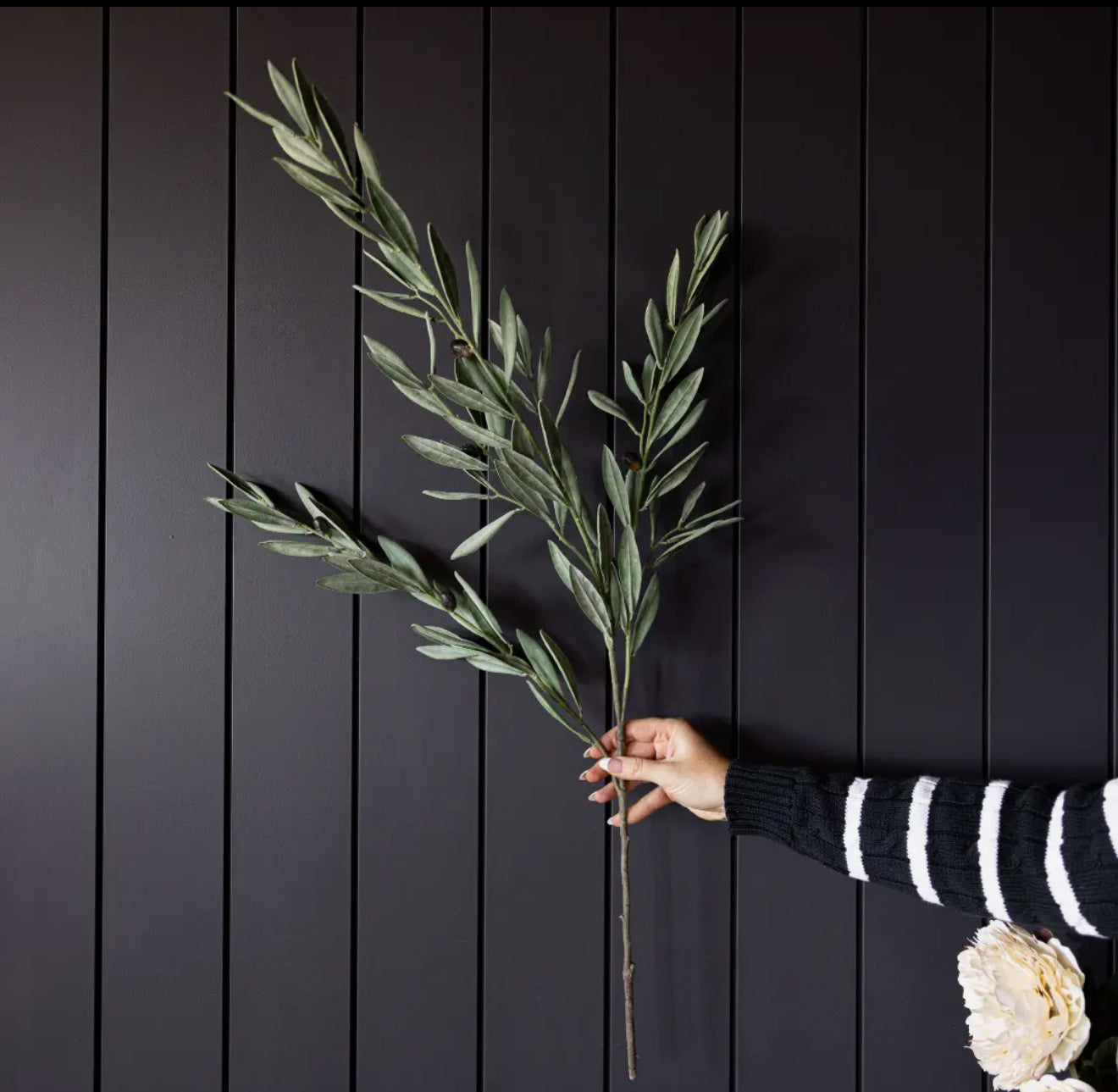Olive branches green faux stems