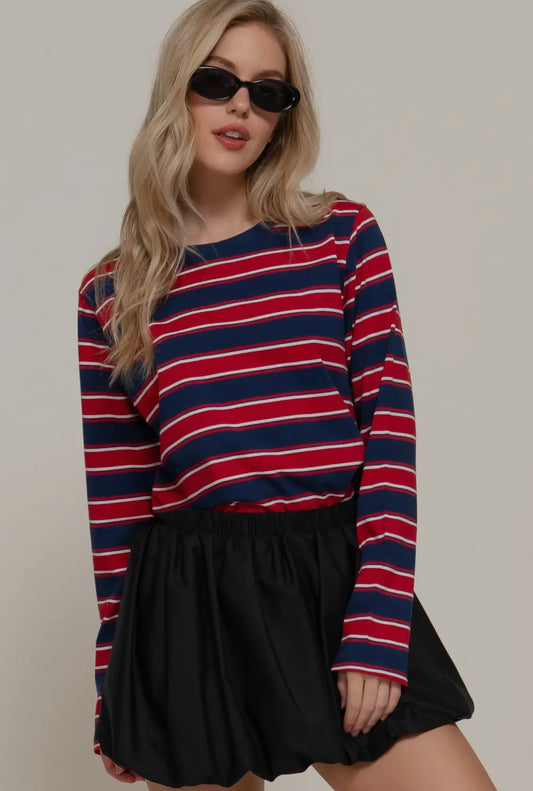 Multi stripe knit top