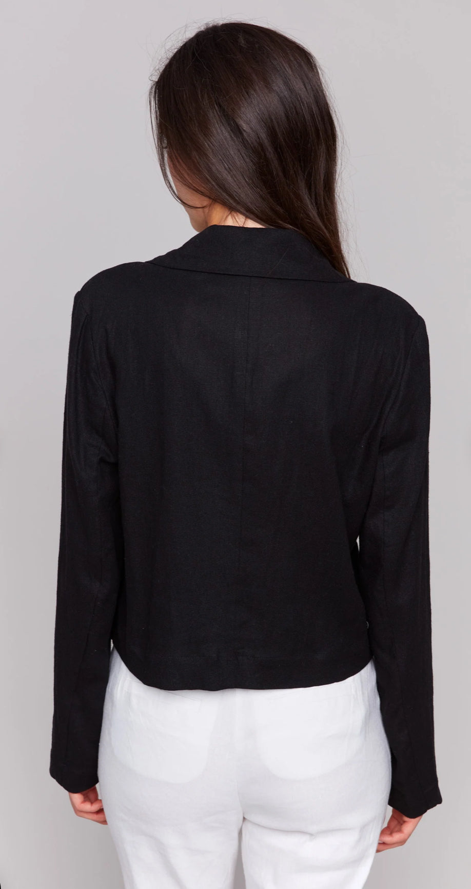 Cropped linen blend blazer
