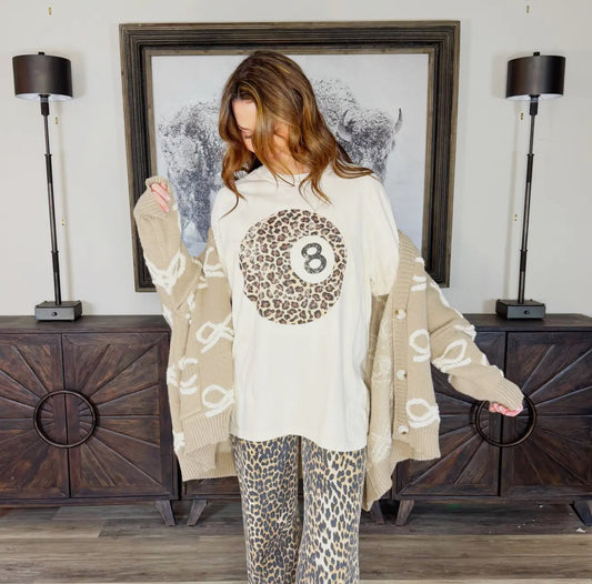 8 ball leopard T-shirt