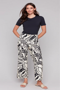 Printed Cropped Straight Leg Pant With Patch Pockets