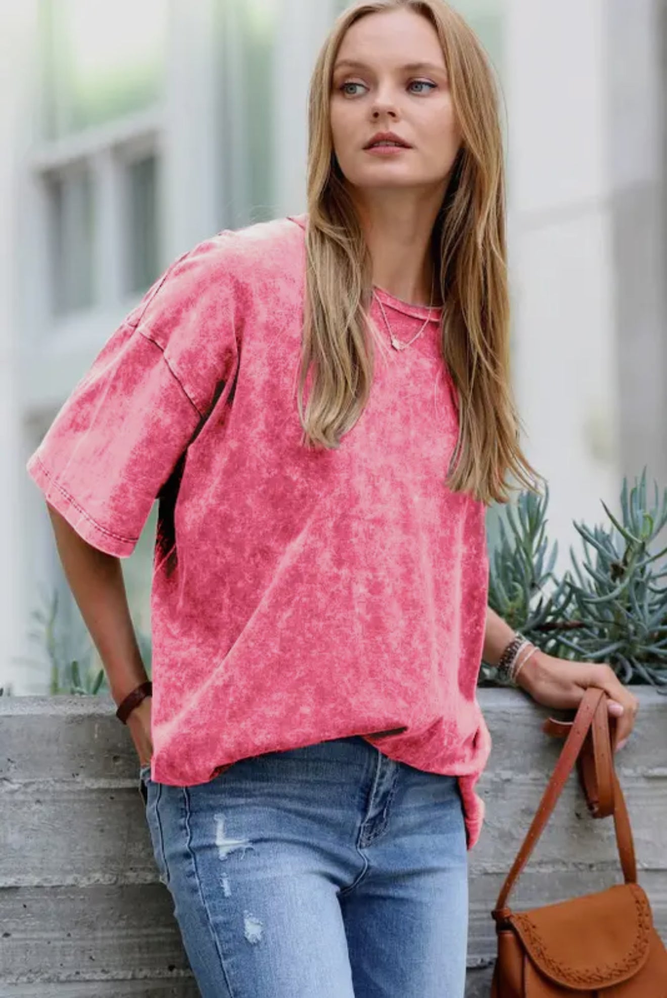 Pink oversize wash tee