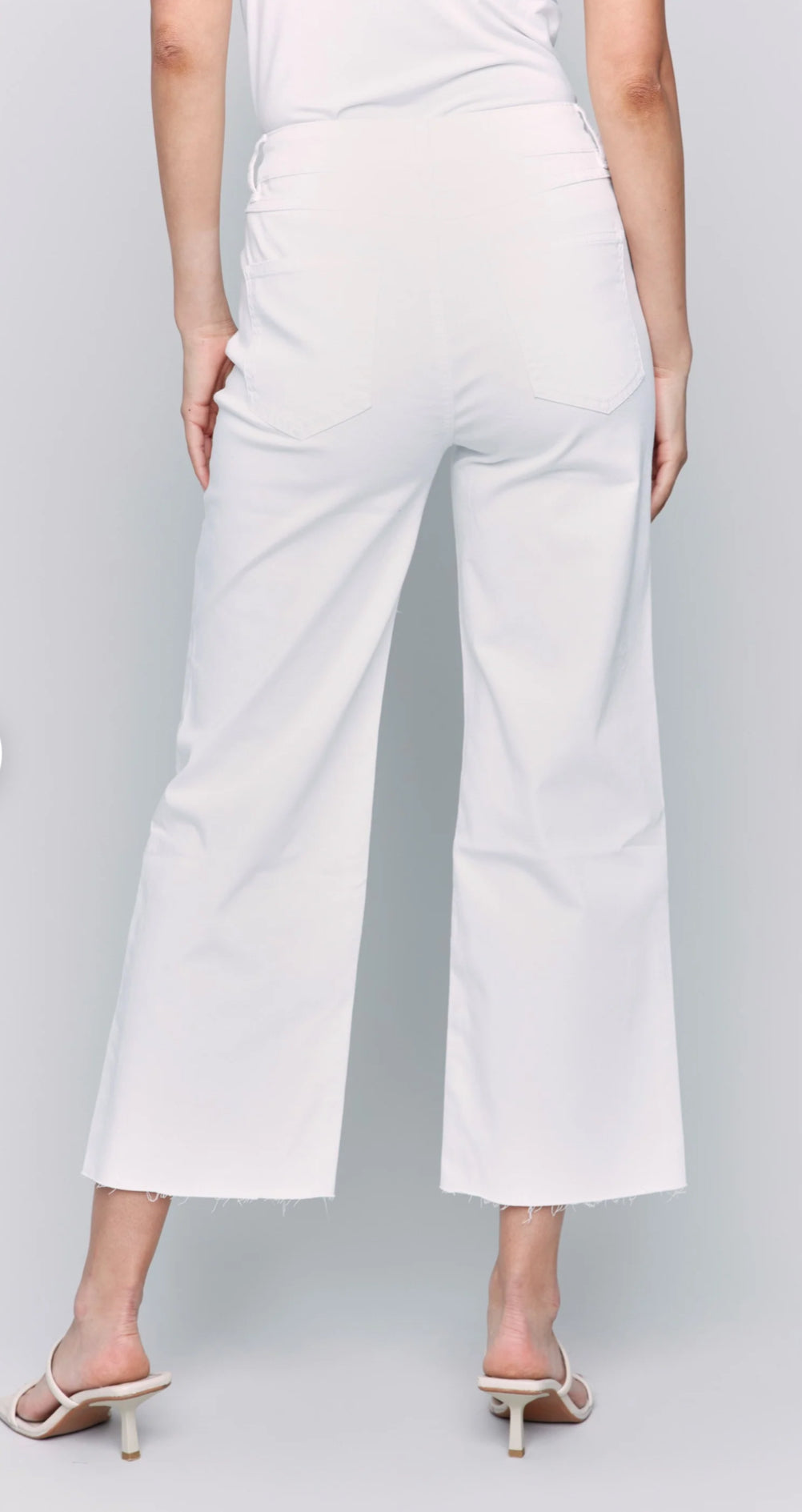 Wide Leg Twill Pants With Raw Edge