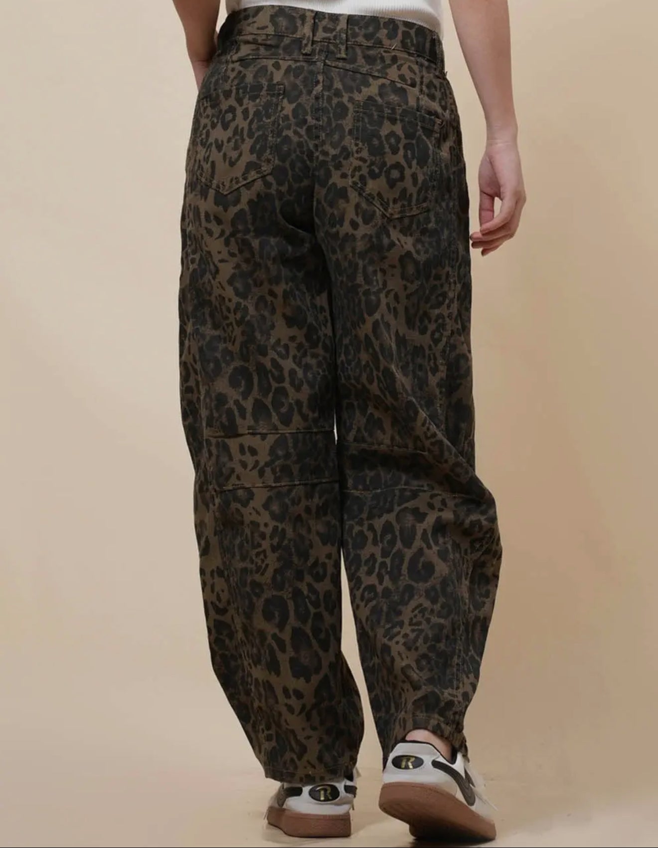 Leopard Denim Barrel Pants