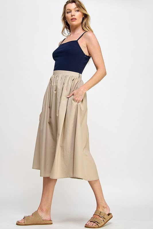 Tank top Midi dresses: Navy/Beige / L