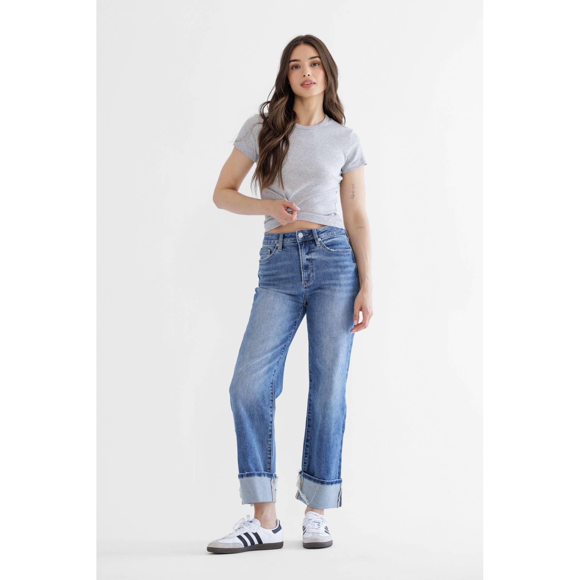 SUPER HIGH RISE RELAXED STRAIGHT CUFFED LEG