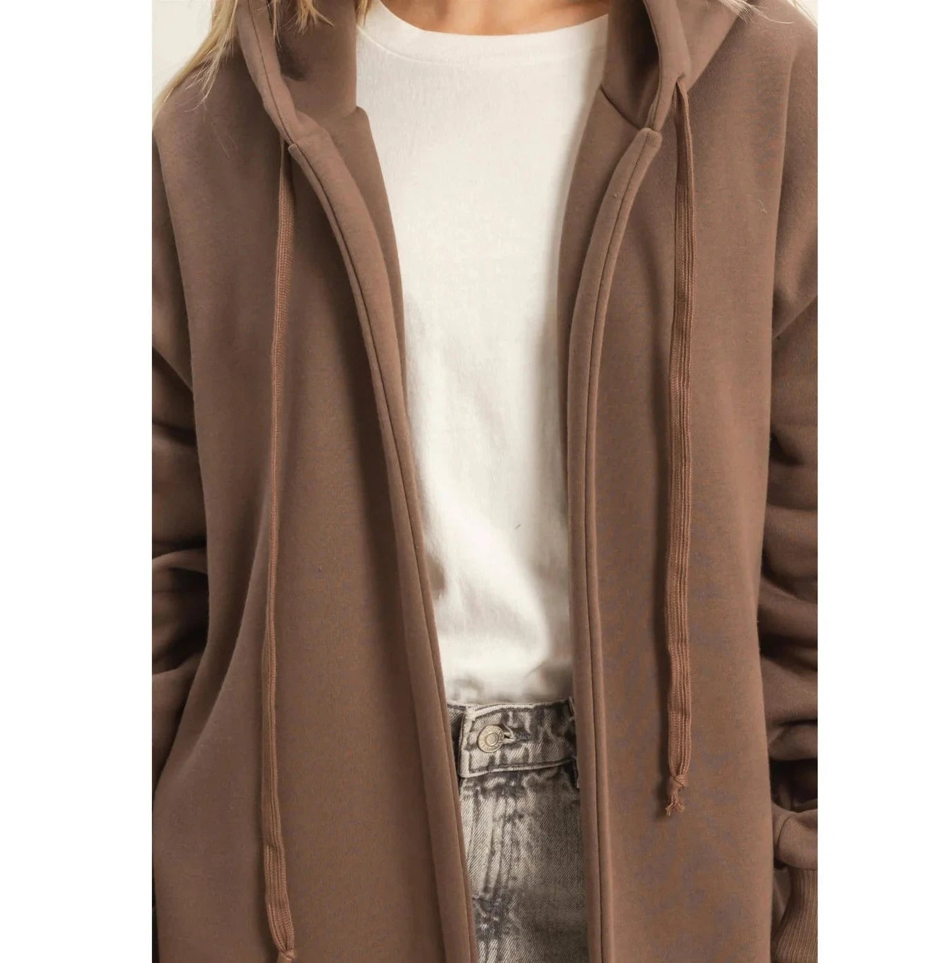 Longline Hooded Coat - Cocoa