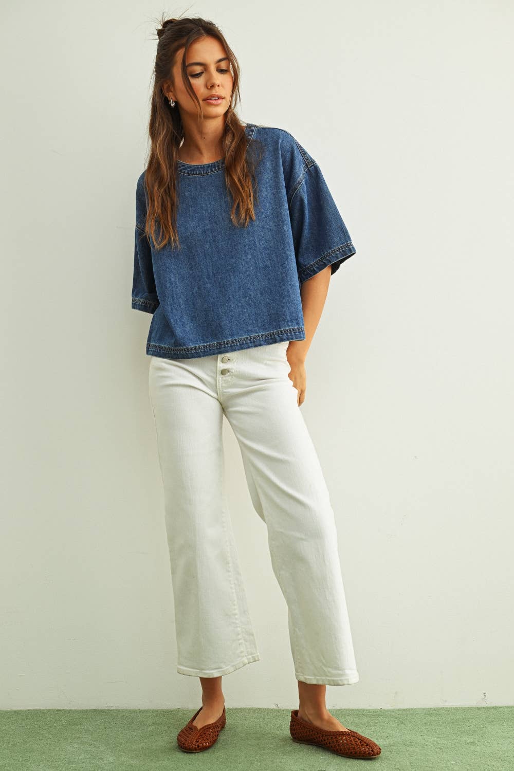 SOLO SHORT SLEEVE DENIM TOP