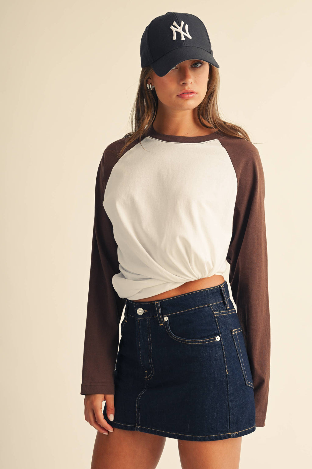 Raglan Brown Sleeve Baseball Tee
