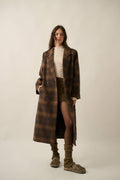 Plaid Felt Double-Breasted Overcoat