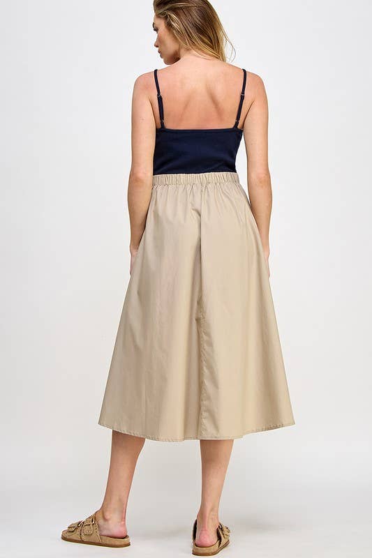 Tank top Midi dresses: Navy/Beige / L