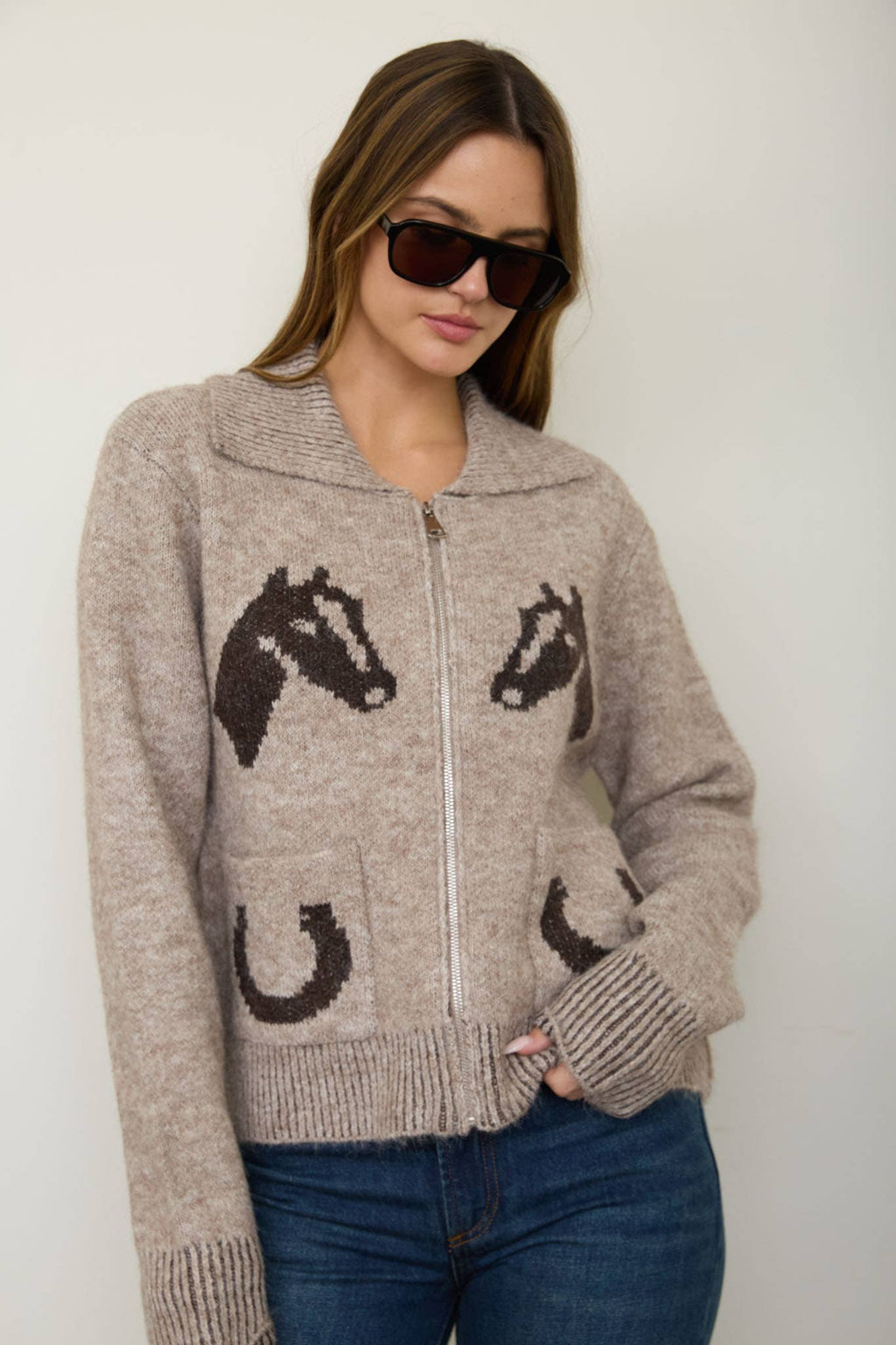 Western zip up cardigan