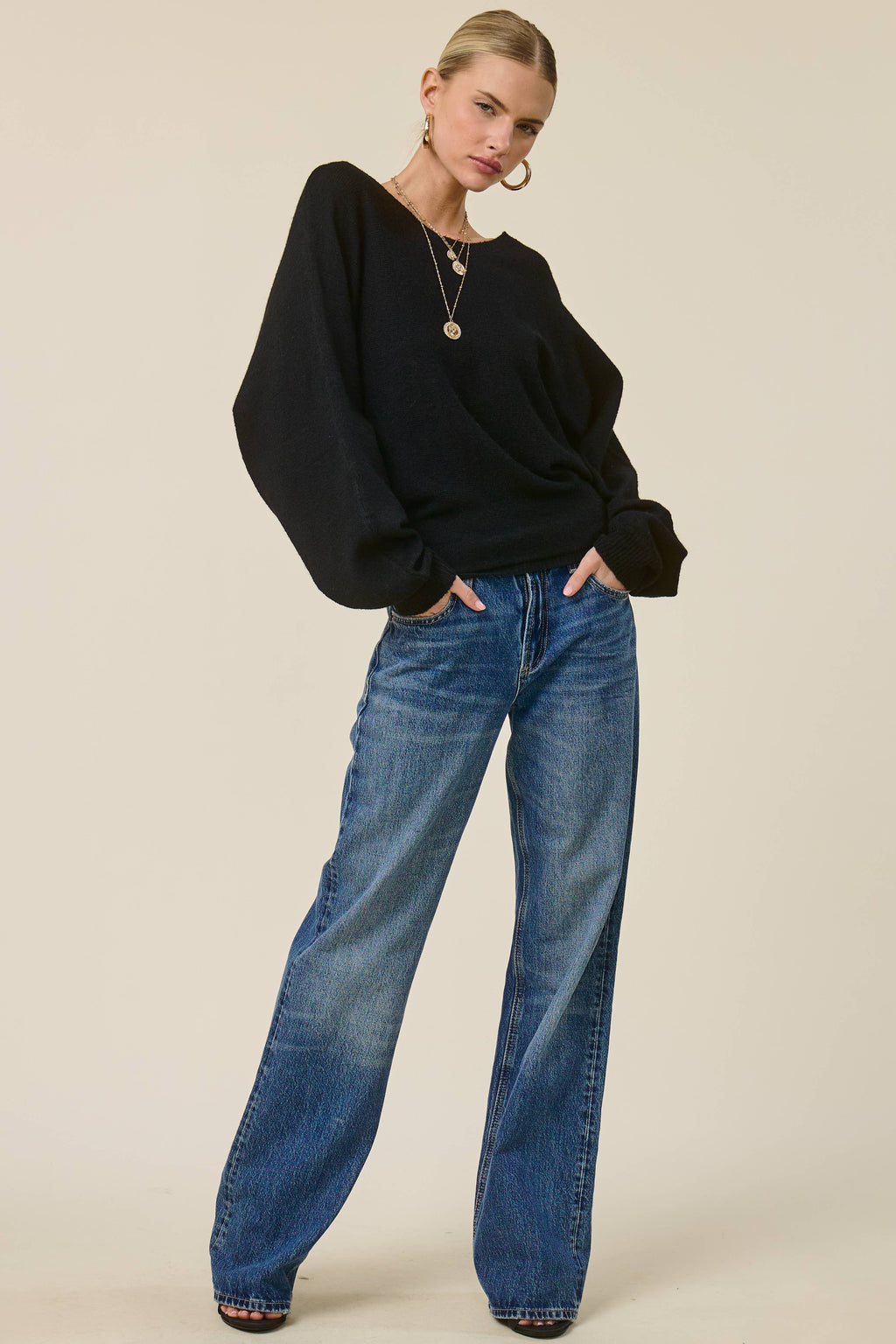 Slouchy Dolman Sleeve Knit Sweater