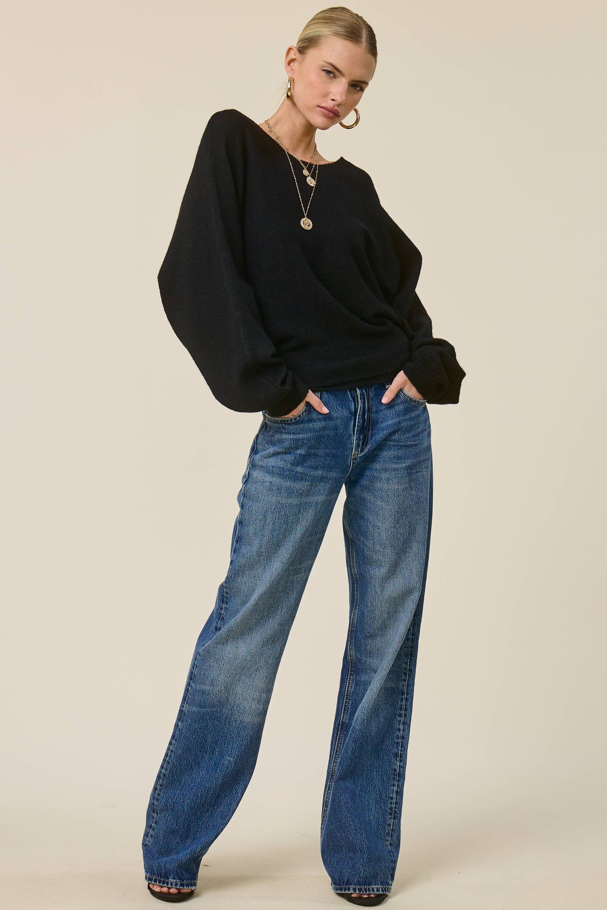 Slouchy Dolman Sleeve Knit Sweater