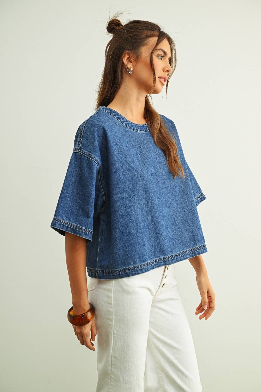 SOLO SHORT SLEEVE DENIM TOP