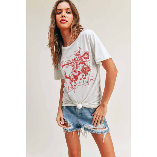 Cowboy Rodeo Graphic Tee: WHITE / M