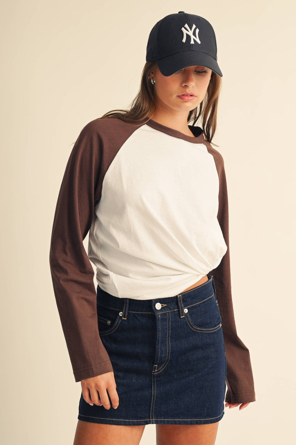 Raglan Brown Sleeve Baseball Tee
