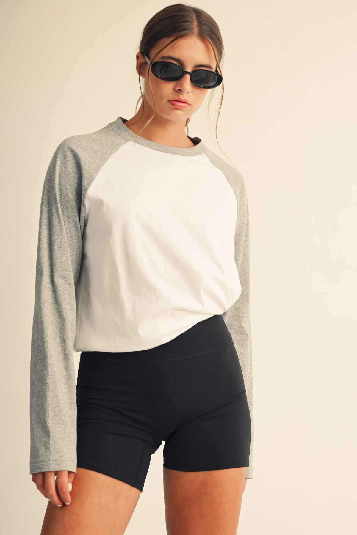 Raglan Heather Gray Baseball Tee