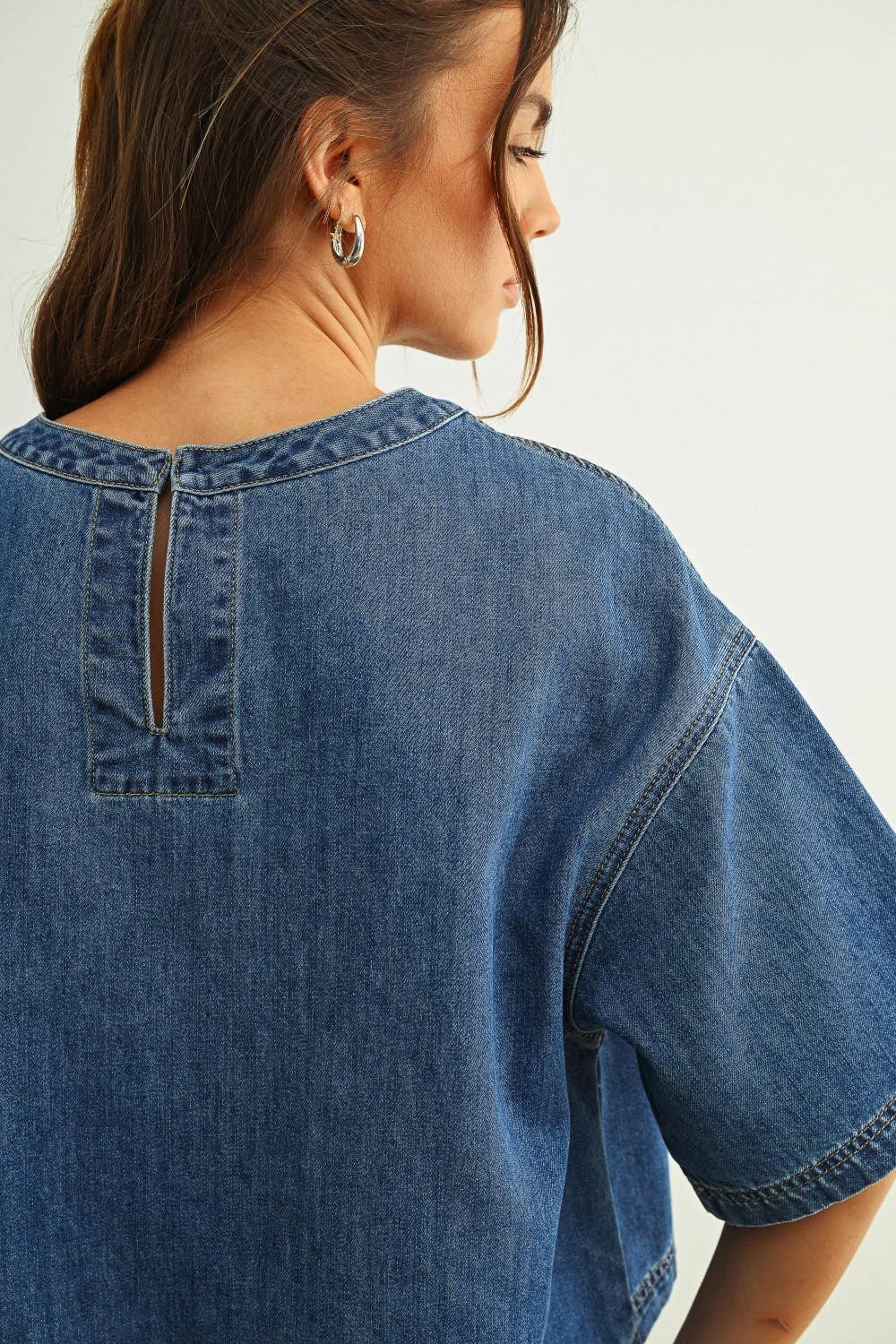 SOLO SHORT SLEEVE DENIM TOP