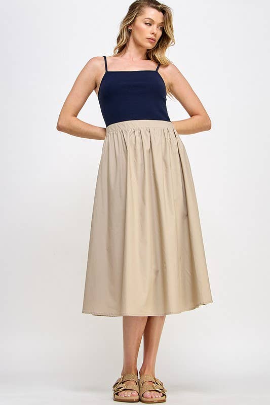 Tank top Midi dresses: Navy/Beige / L