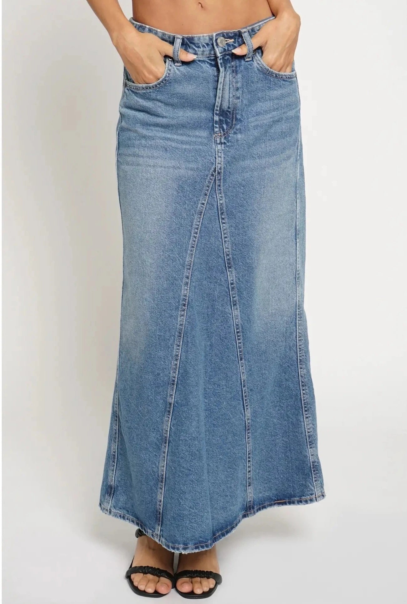 Fit and sale flare denim skirt